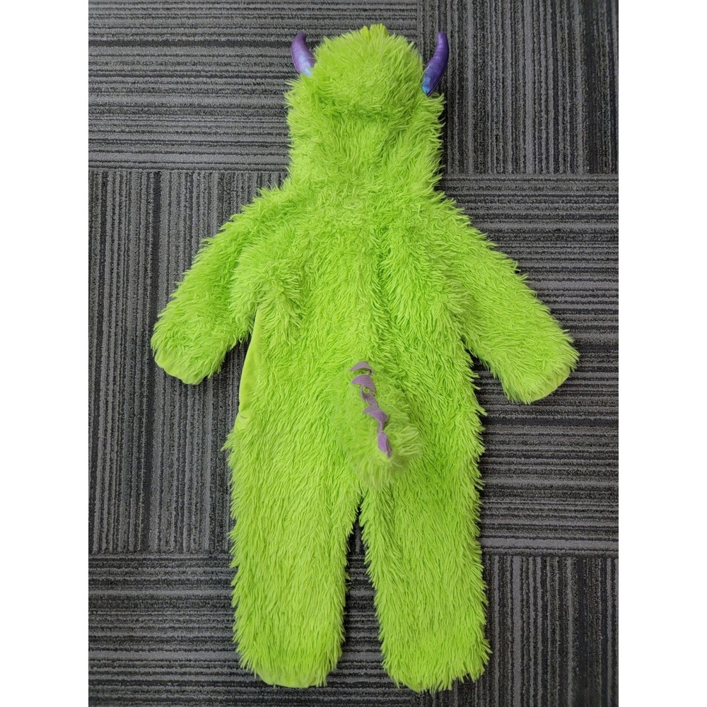 Target Kids 18-24M Monster Halloween Costume Jumpsuit Green Fuzzy 3-Eye Alien - Picture 2 of 8